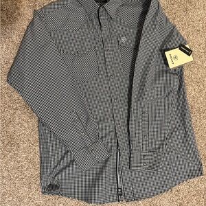 Ariat Black & White Gingham Western Button-Up Shirt